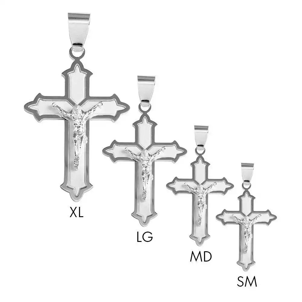925 Sterling Silver Two-Tone Matte Finish Cross Floury Pendant