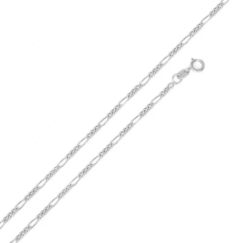 925 Sterling Silver Rhodium Plated Figaro 035 Chain 1.2mm