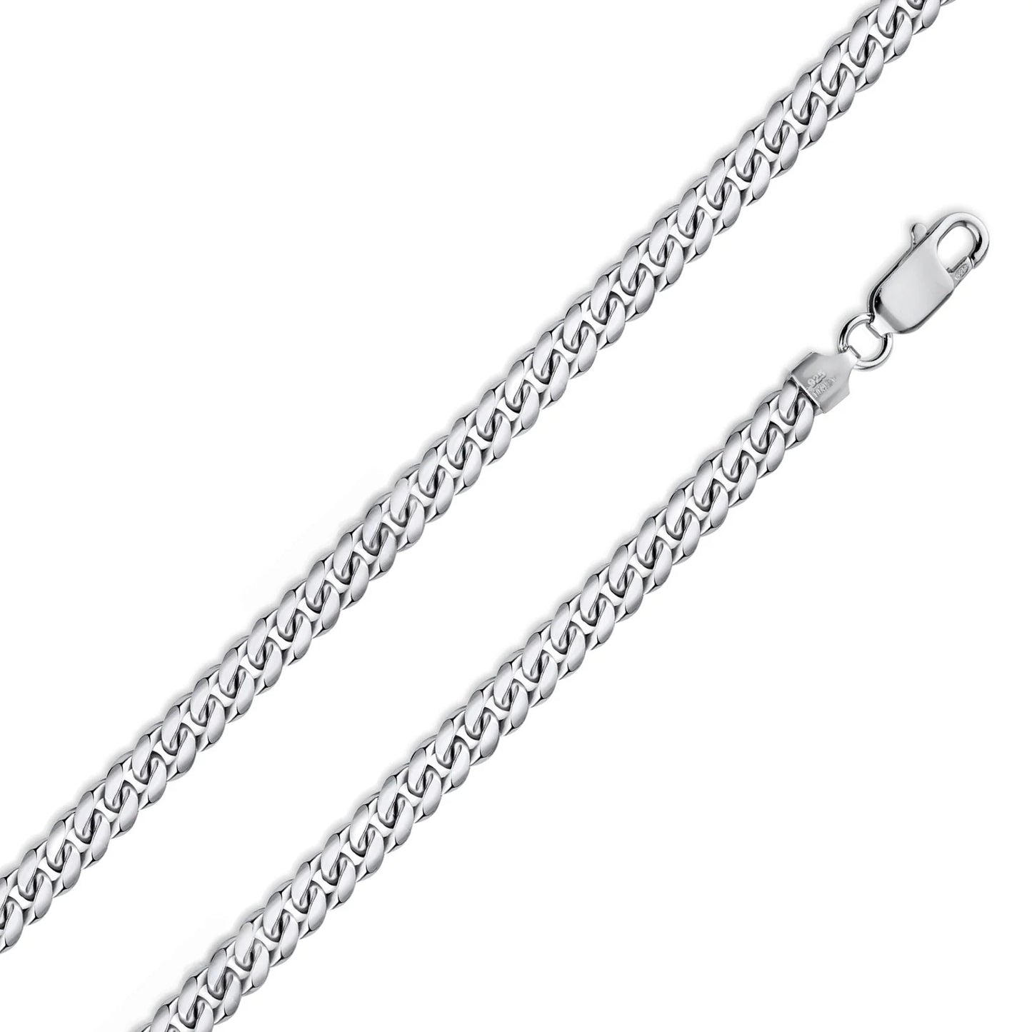 925 Sterling Silver Rhodium Plated Miami Cuban 150 Chain or Bracelet Link 4.9mm