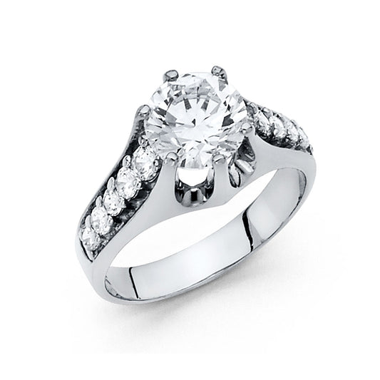 14K White Gold Cubic Zirconia Solitaire Engagement Ring