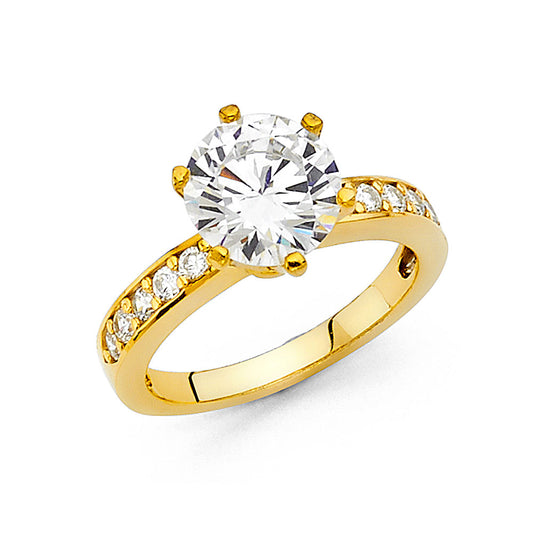 14K Yellow Gold Cubic Zirconia Solitaire Engagement Ring