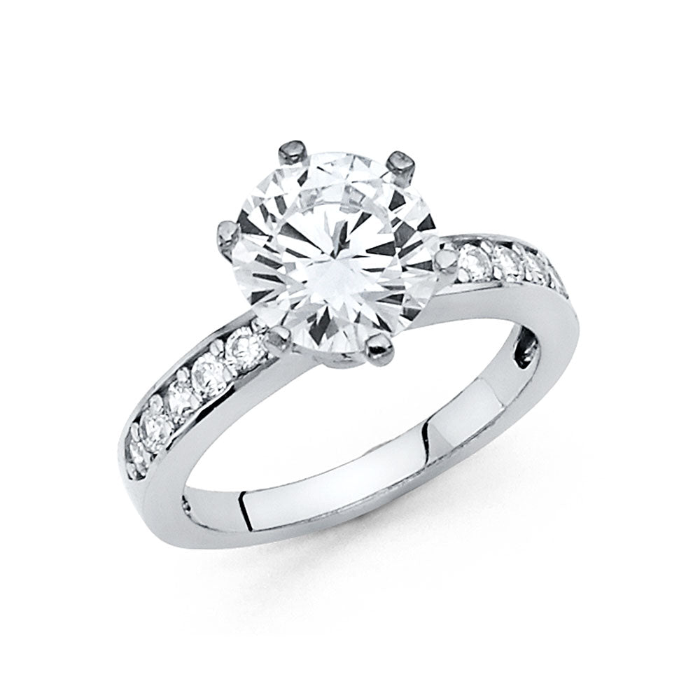 14K White Gold Cubic Zirconia Solitaire Engagement Ring