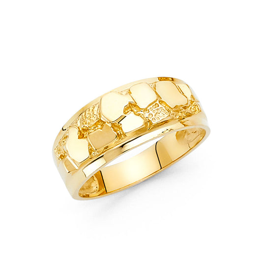 14K Yellow Gold Men’s Nugget Design Band Ring
