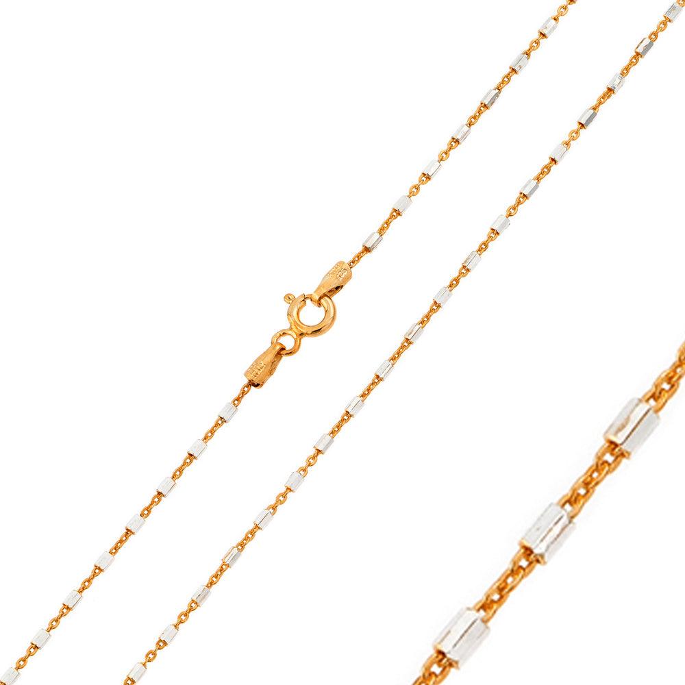 925 Silver Rose Gold Plated 2 Toned DC Tube Link 030 Chain 1.3mm