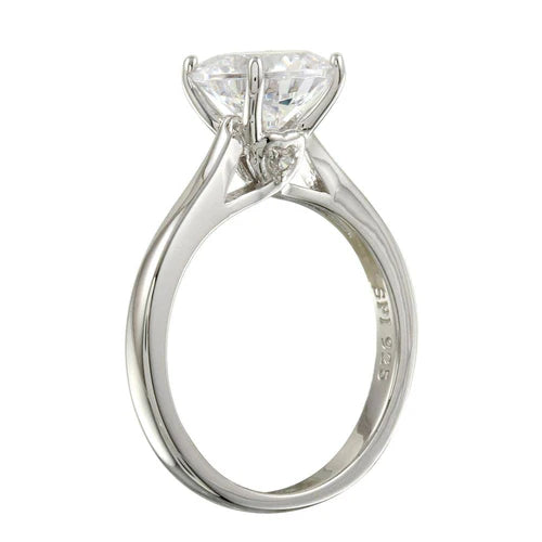 925 Sterling Silver Rhodium Plated CZ Stone Ring