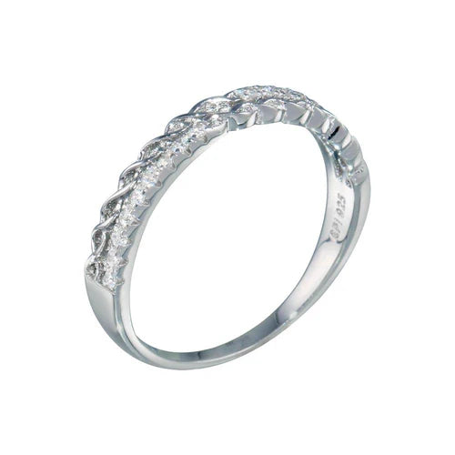 925 Sterling Silver Rhodium Plated Micro Eternity CZ Ring