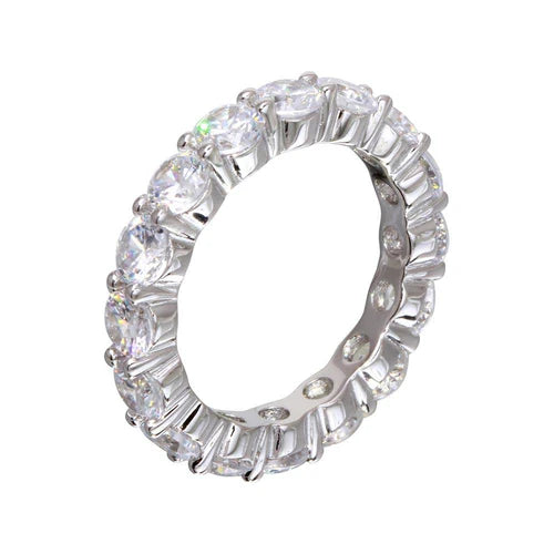 925 Sterling Silver Rhodium Plated CZ Eternity Ring