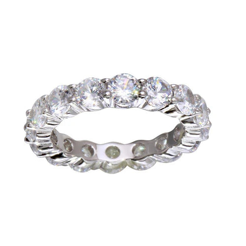 925 Sterling Silver Rhodium Plated CZ Eternity Ring