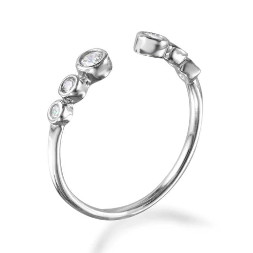 925 Sterling Silver Rhodium Plated Open Ring with 3 Graduated Round CZ
