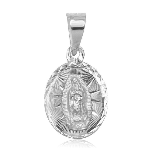 925 Sterling Silver High Polished DC Our Lady of Guadalupe Charm Pendant