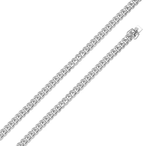 925 Sterling Silver Rhodium Plated Miami Cuban Chain or Bracelet 9mm Box Lock