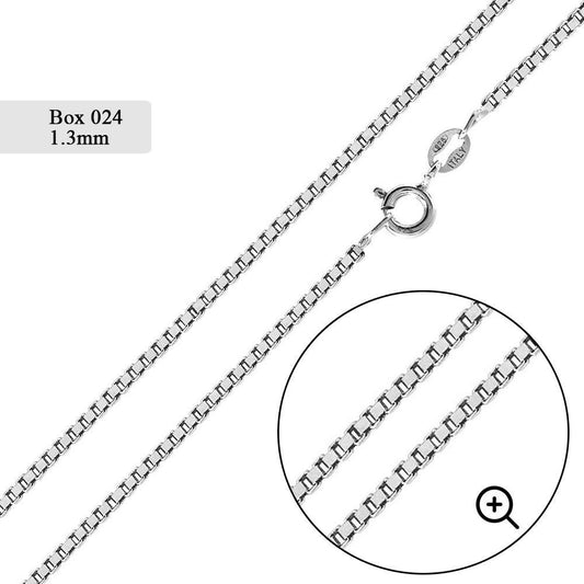 925 Sterling Silver Box 024 Chain 1.3mm