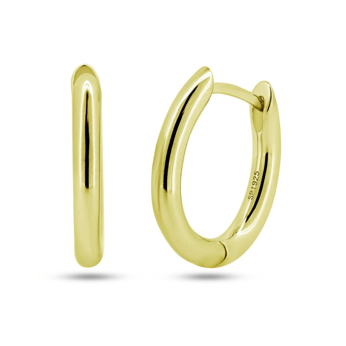 925 Sterling Silver Gold Plated Oval Hoop Earring