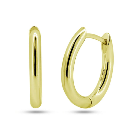 925 Sterling Silver Gold Plated Oval Hoop Earring