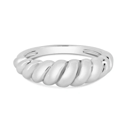 925 Sterling Silver Rhodium Plated Croissant Design Ring
