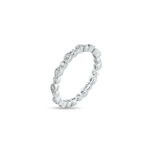 925 Sterling Silver Rhodium Plated CZ and Eye Pattern Eternity Ring