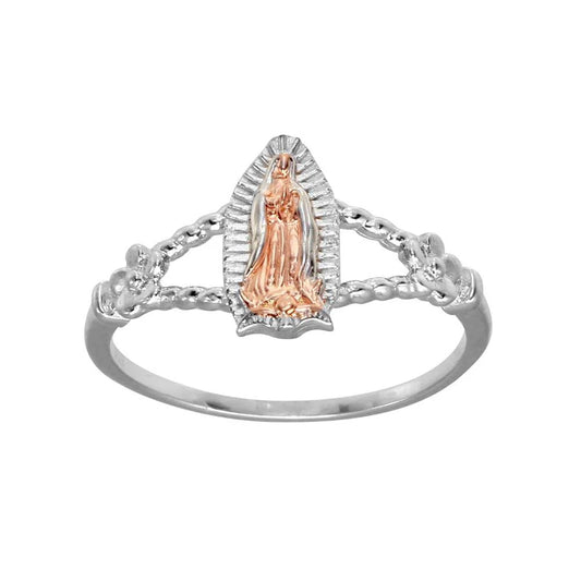 925 Sterling Silver Two-Tone Lady of Guadalupe Open Shank Ring