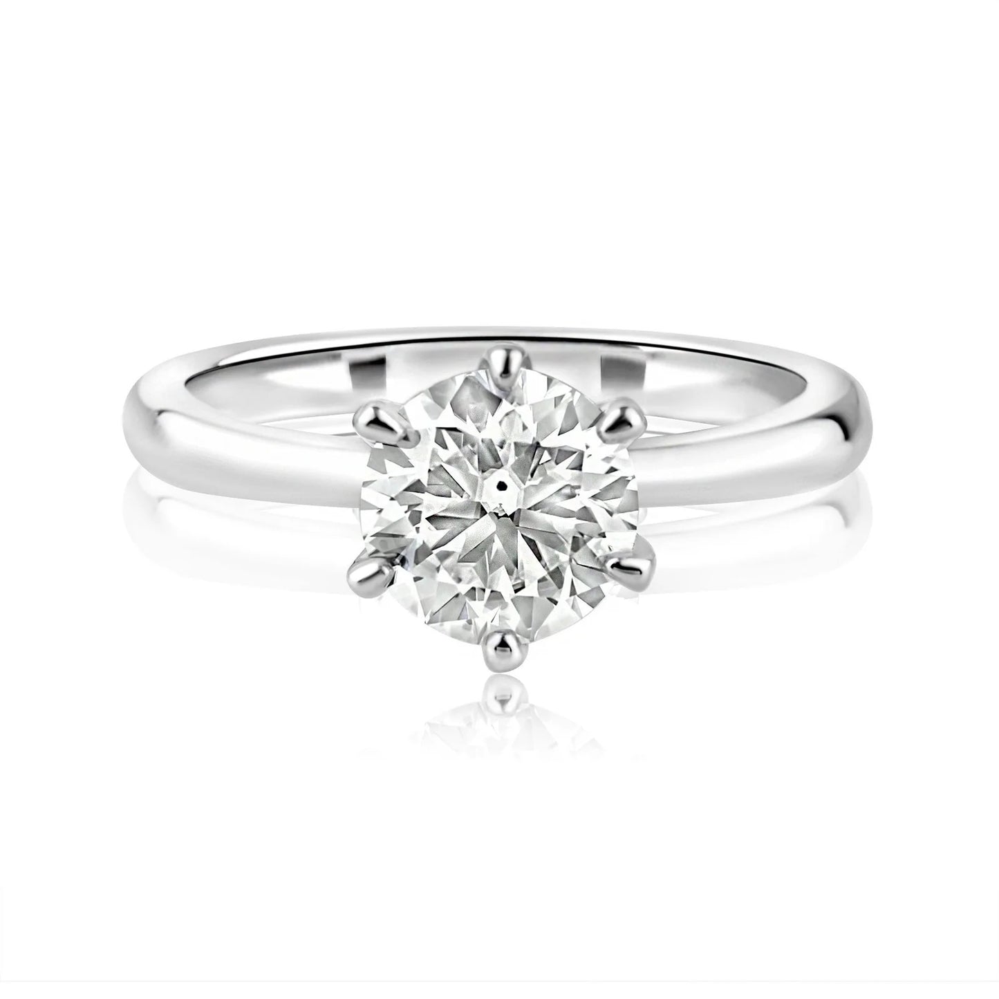 925 Sterling Silver Rhodium Plated 1 Carat Moissanite Ring