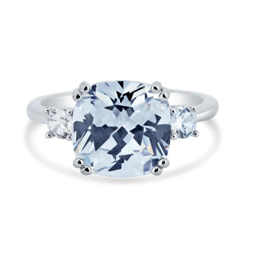 925 Sterling Silver Rhodium Plated Engagement CZ Ring