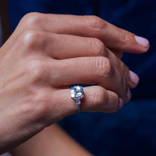 925 Sterling Silver Rhodium Plated Engagement CZ Ring