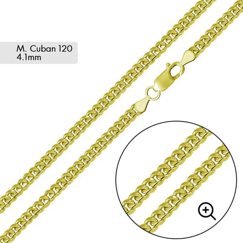 925 Sterling Silver Gold Plated Miami Cuban 120 Chain Link 4.1mm