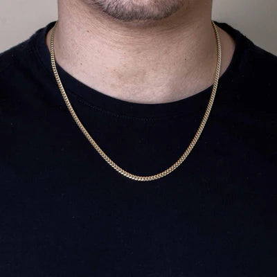 925 Sterling Silver Gold Plated Miami Cuban 080 Chain Link 2.6mm