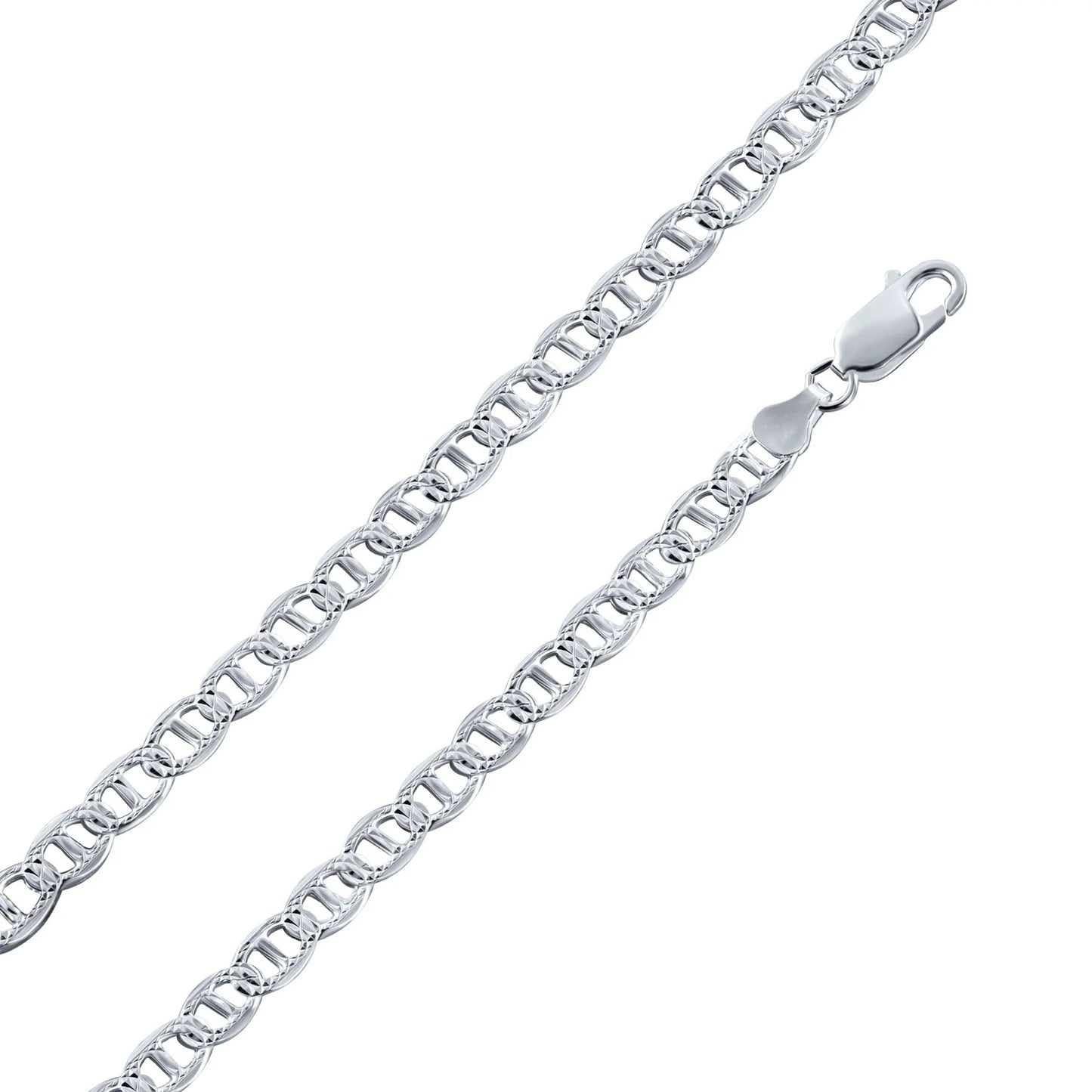 925 Sterling Silver Flat Marina 1 Sided 100 DC 4.4mm Chain