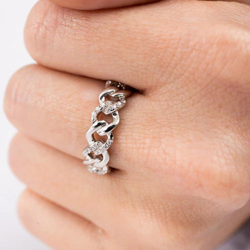 925 Sterling Silver Rhodium Plated Curb Design Link Ring 5.8mm