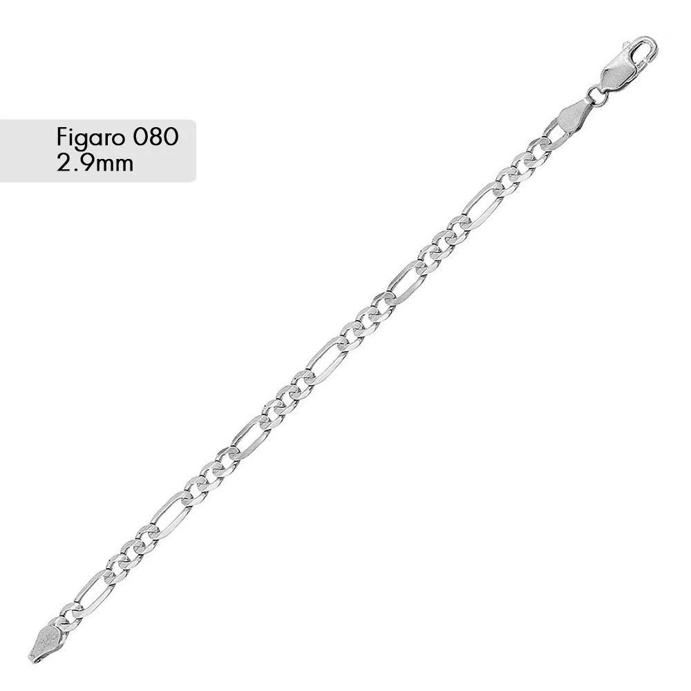 Silver Figaro 080 2.9mm Chain or Bracelet