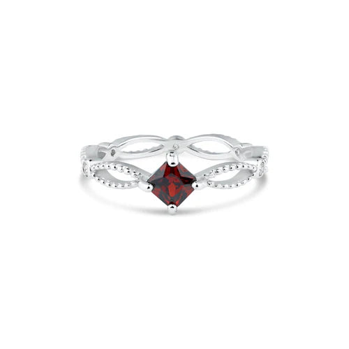 925 Sterling Silver Rhodium Plated Marquise Red CZ Ring