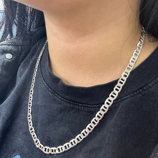 925 Sterling Silver Flat Marina 1 Sided 100 DC 4.4mm Chain