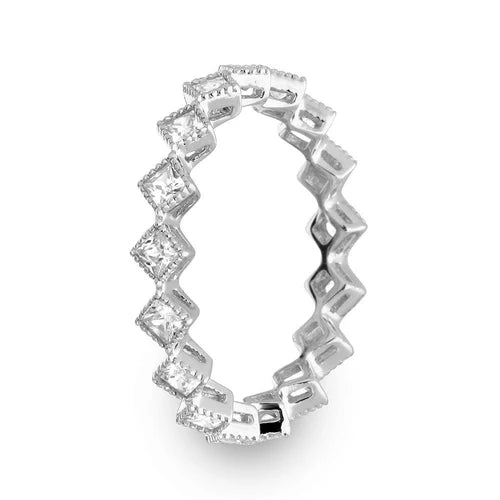 925 Sterling Silver Rhodium Plated Diamond Shaped Eternity Ring