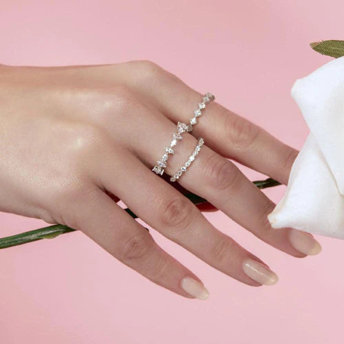 925 Sterling Silver Rhodium Plated Diamond Shaped Eternity Ring