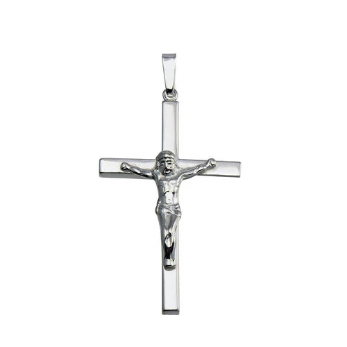 925 Sterling Silver Finish High Polished Crucifix Pendant