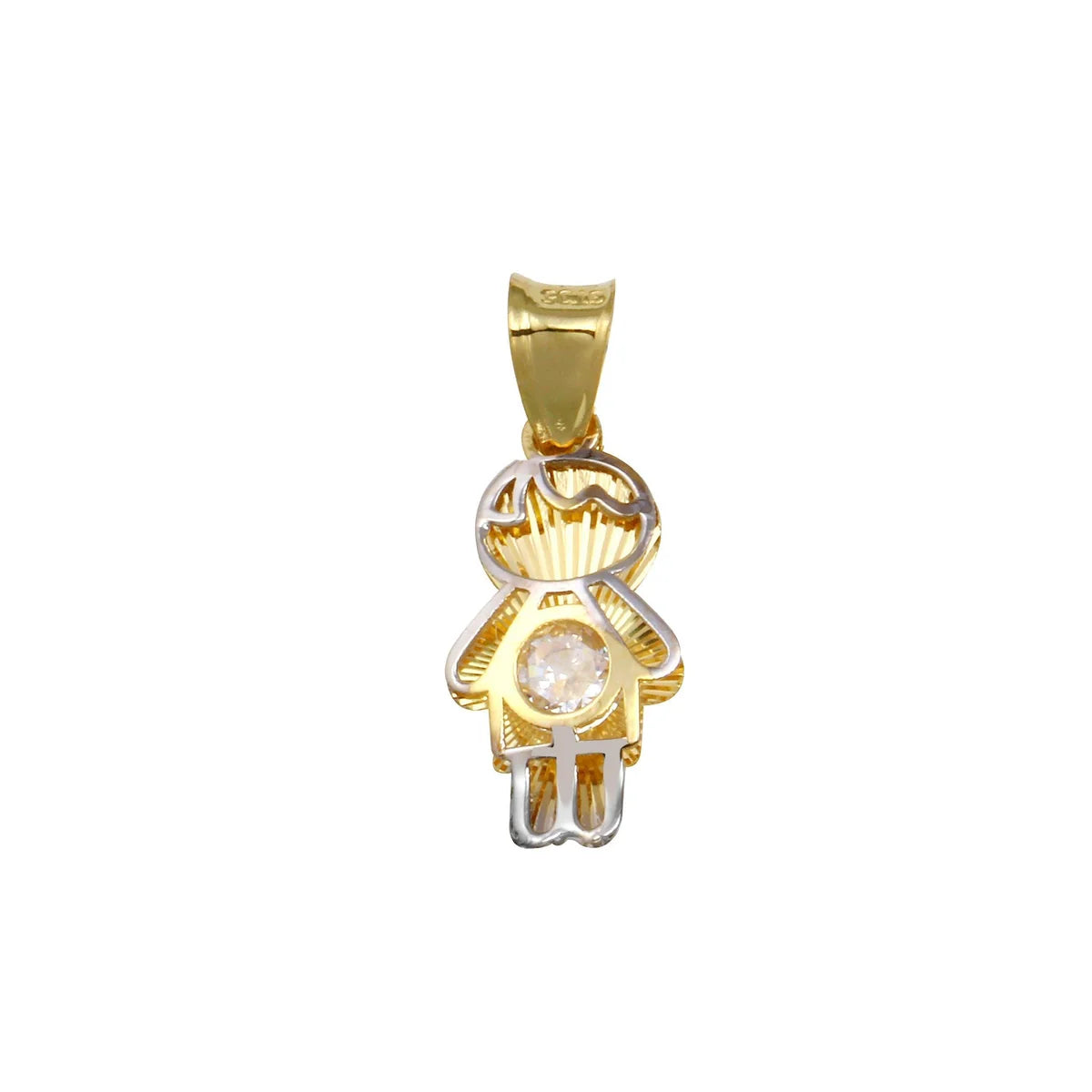 14 Karat Yellow Gold CZ Boy Pendant