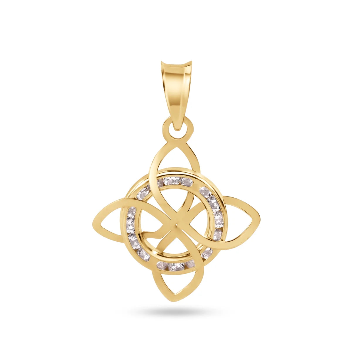 14 Karat Yellow Witches Knot Nudo De Bruja Clear CZ Small Pendant