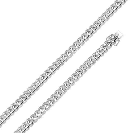 925 Sterling Silver Rhodium Plated  Miami Cuban Chain or Bracelet 12.5mm Box Lock