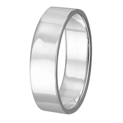 925 Sterling Silver High Polished  Plain Wedding Band Flat Ring