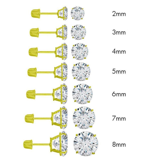 14 Karat Yellow Gold Screw Back Round Stud Earring