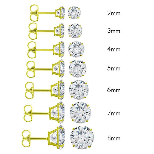 14 Karat Yellow Gold Push Backing Round Stud Earring