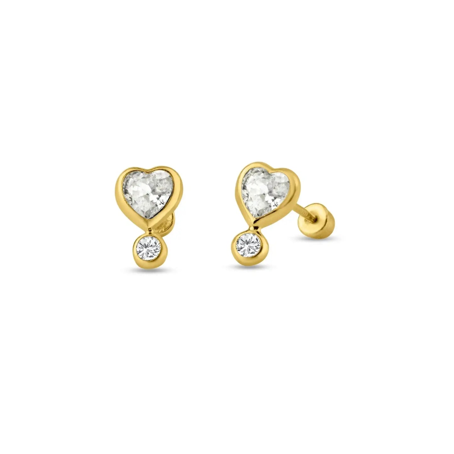 14 Karat Yellow Heart Screw Back Stud Earring