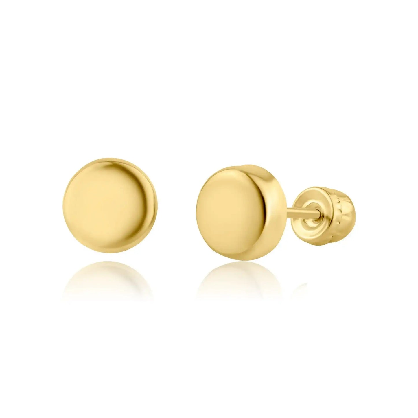 14 Karat Yellow Gold Circular Screw Back Earring