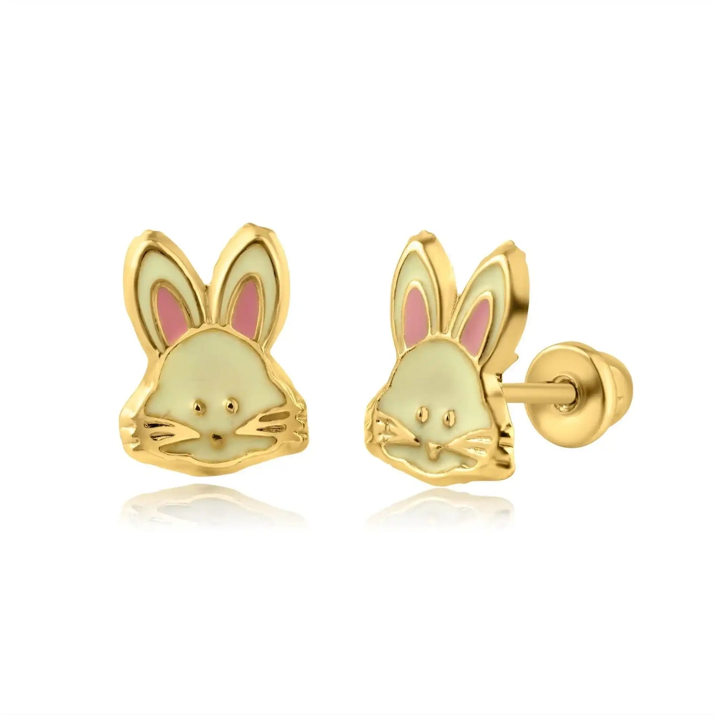 14 Karat Yellow Gold Bunny Screw Back Earring