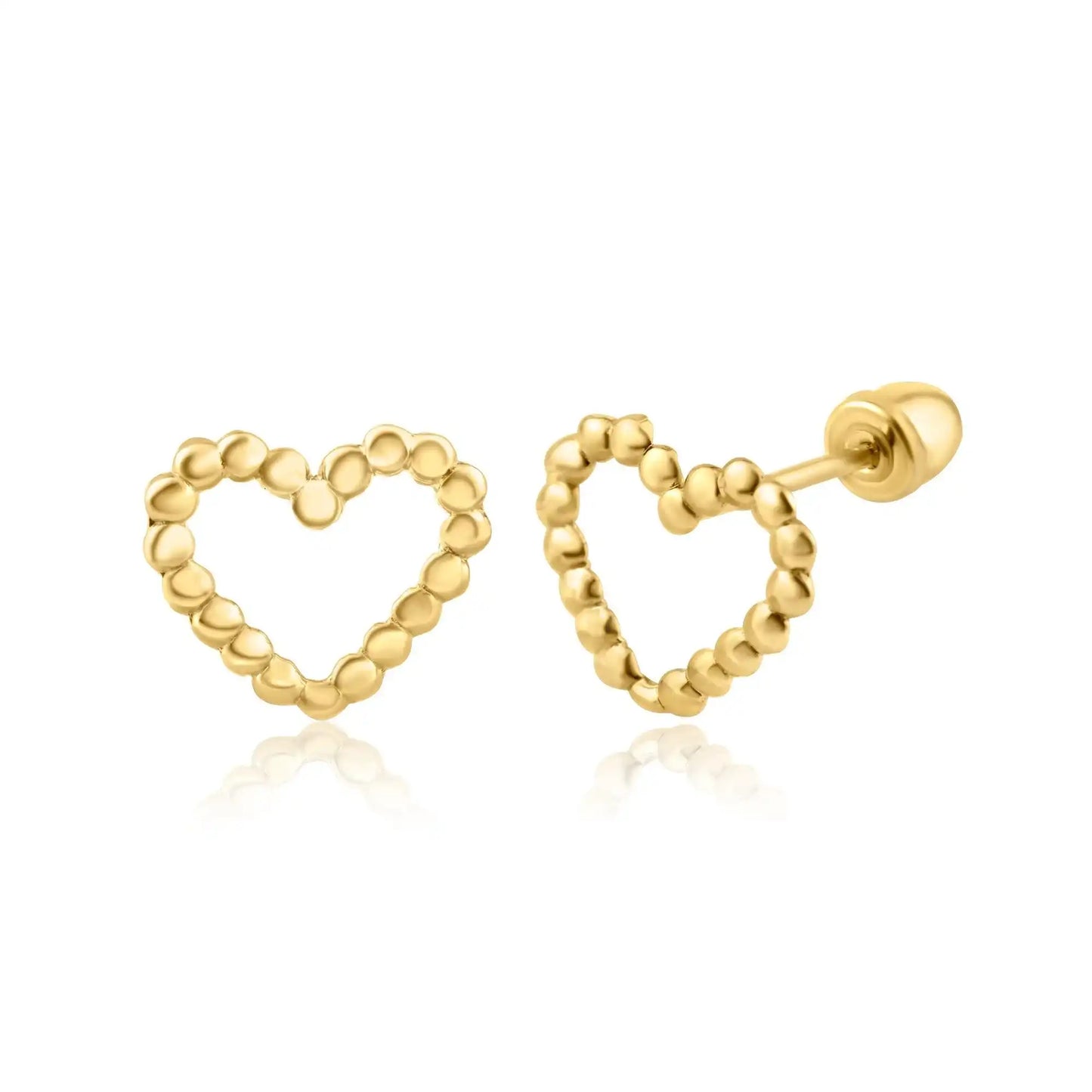 14 Karat Yellow Gold Heart Screw Back Earring