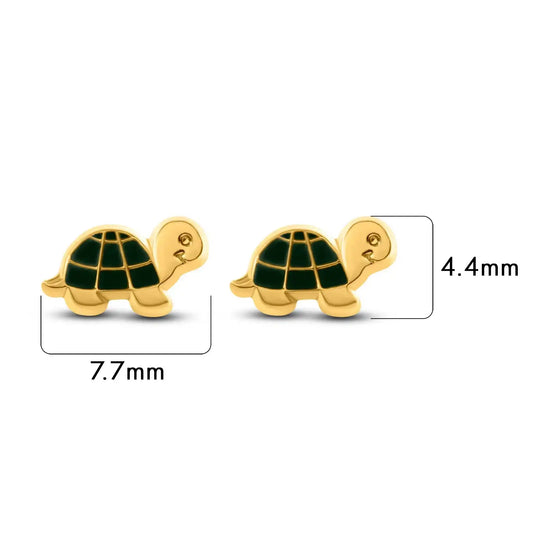 14 Karat Yellow Turtle Screw Back Earrings