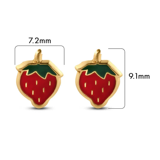 14 Karat Yellow Gold Strawberry Screw Back Earrings