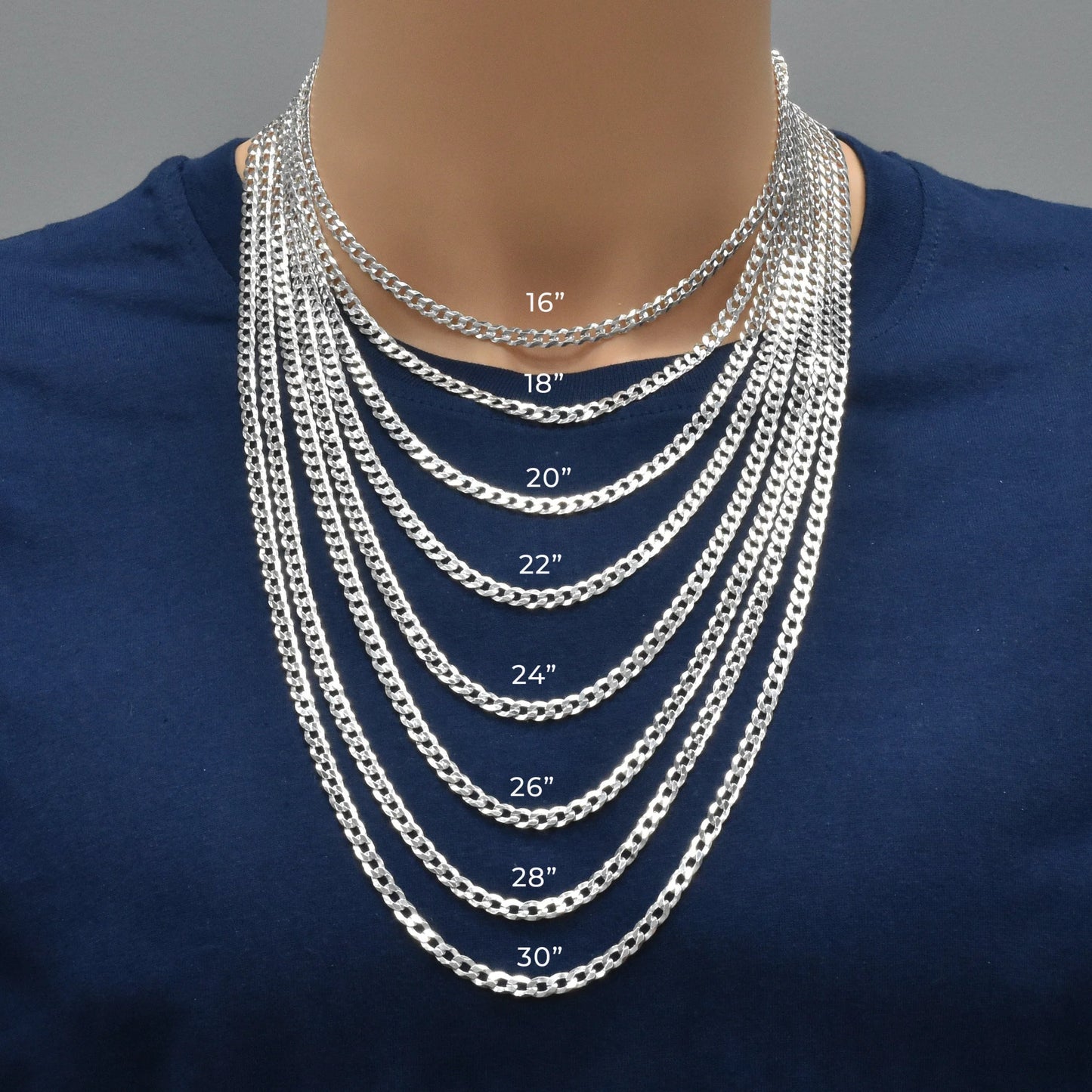 Silver Curb 150 Chain or Bracelet 5.2mm