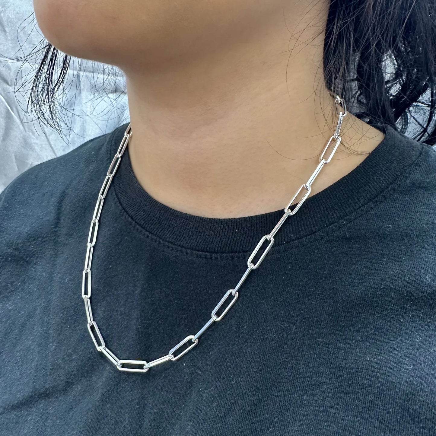 925 Sterling Silver Diamond Cut Paperclip 120 Link 4.3mm Chain