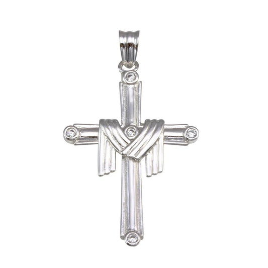 925 Sterling Silver Rhodium Plated Cloth Cross Pendant