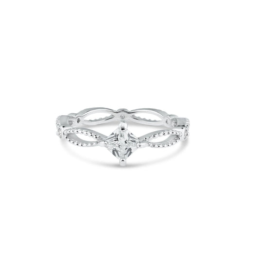 925 Sterling Silver Rhodium Plated Marquise Clear CZ Ring
